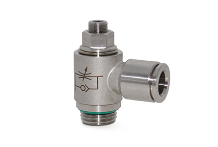 Пневмодроссели потока из нержавеющей стали AISI 316, резьба от 1/8” до 1/2”